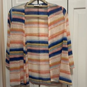 Kim Rogers colorful thin lightweight cardigan. Size petite small